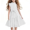 thumbnail image 1 of Zpanxa Chemises Fille Robe d'Été Formelle à Manches à Volants Ligne A Décontractée Polyester Robe Élégante avec Ceinture 7 Ans, 1 of 6