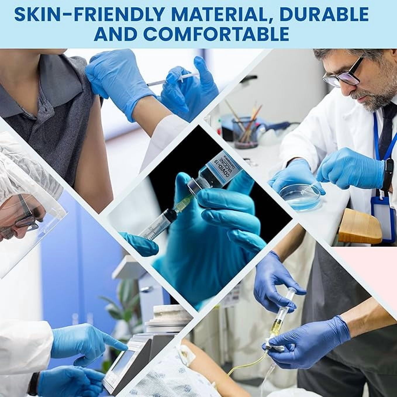 Nitrile Gloves - 4 mil - Box of 100 (S, M, L, XL, 2XL) | 100% Nitrile Gloves | Durable & Easy-to-Wear | Blue