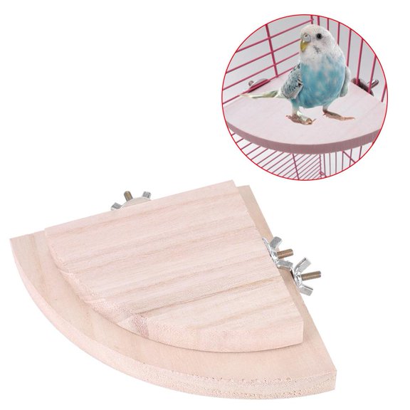 Yosoo 2Pcs Wooden Fan Shape Bird Cage Perches Stand Platform Toy for Pet Hamster Parrot
