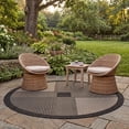 thumbnail image 3 of Safavieh Courtyard Eileen Geometric Indoor/Outdoor Area Rug, Black/Sand, 5'3" x 5'3" Round, 3 of 10