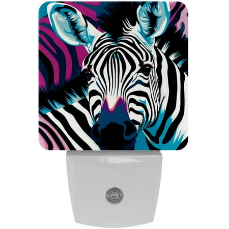 

2 Pack Auto Dusk-to-Dawn Sensor Night Lights Zebra Pattern Plug-in Home Office Decorative Lamp for Adult 0.5W LED Nightlights for Bedroom Bathroom Hallway Stairs