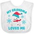 thumbnail image 3 of Inktastic Polar Bear My Grandma Loves Me in Santa Hat with Snowflakes Boys or Girls Baby Bib, 3 of 4