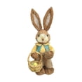 thumbnail image 3 of Ympkerial Bunny Figurines Set, 13.7 Inch Rustic Straw Bunny Statue with Carrot, Sisal and Rattan Rabbit Tabletop Ornament for Spring Easter Home Office Farmhouse Decor, 3 of 9