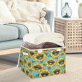thumbnail image 5 of Large Collapsible Storage Box Flip Lid Fabric Decorative Organizer Container Basket with Handles 16.5×12.6×11.8in Sunglasses Smiley Sunflowers, 5 of 7