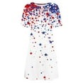 thumbnail image 4 of Frostluinai 4th of July Dress Women Short Sleeve Independence Day Sundress Crew Neck Knee Length Tunic Dress USA Star Stripes Midi Dress, 4 of 5