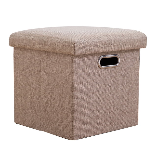 Pequeal Organizador Asiento Pie Almacenamiento Plegable Otomano Taburete Multipropósito Con Tapa Esponja 11.81x11.81x11.81 Pulgadas Plegables Pequeñas Otomanas para La Sala Estar