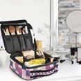 thumbnail image 5 of FORMRS Travel Makeup Bag Large Capacity Train Case Cosmetic Organizer with Adjustable Dividers, Pink and Purple Plaid Pattern, 5 of 8