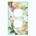 thumbnail image 2 of Metal Light Switch Plate Outlet Cover Flower White Rose Teal Wallpaper ROS014, 2 of 13
