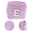 thumbnail image 4 of Unique Bargains 1 Pc Letter E Pattern Makeup Bag for Travel Pink Purple Corduroy, 4 of 6