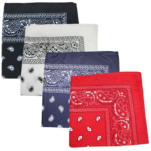 Mechaly Unisex 100% Polyester Bandanas Paisley Mixed Colors 4 Pack