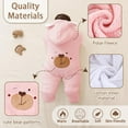 thumbnail image 4 of Newborn Fleece Footie Jumpsuit Hooded Warm Thicken Winter Outwear Snowsuit for Baby Girls and Boys, 4 of 5