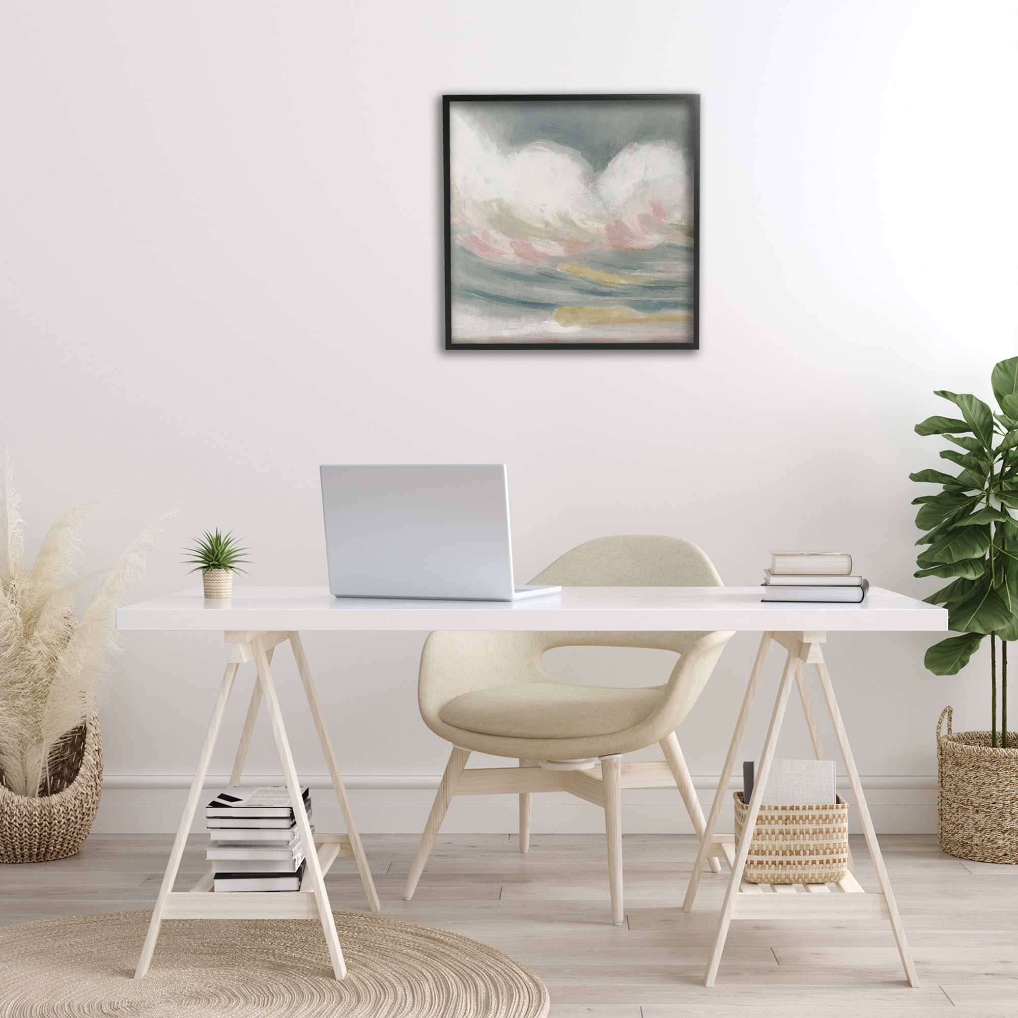 Stupell Industries Stormy Rolling Waves Landscape Painting Black Framed Art Print Wall Art, 24 x 24