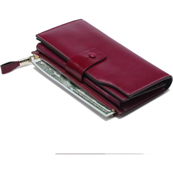 women clutch wallet genuine leather checkbook(purple)