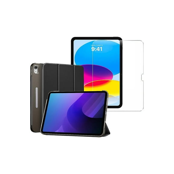SaharaCase Apple 10.9" iPad (10th Gen) Protection Bundle AirShield Folio Case with Tempered Glass
