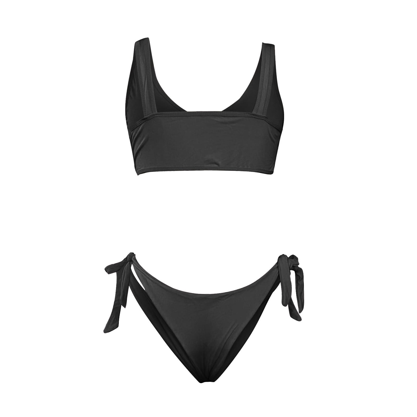 Qcmgmg T-back Sexy Bra and Panty Set for Women Halter Lingerie Set Cupless Solid Babydoll L