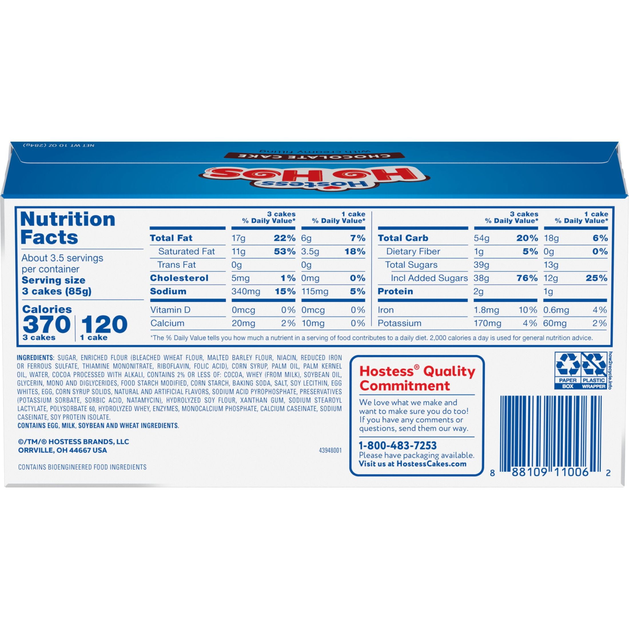 Hostess Ho Hos, Chocolate Snack Cake Rolls, 10 oz Box (10 Ct.)