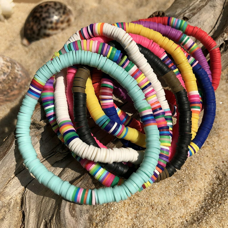 Multicolor Evil Eye Charm Bracelet for Women Boho Polymer Clay Beads String  Beach Accessories Wrist Jewelry