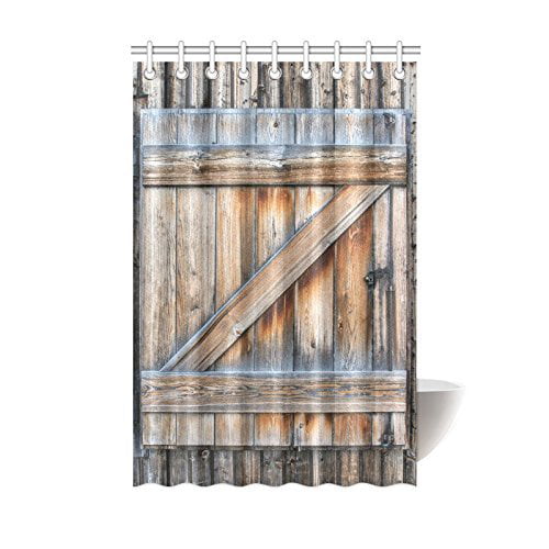 Wood Door Shower Curtain Farmhouse, Wood Door Shower Curtain