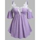 thumbnail image 1 of Camiseta Talla Extra Panel Encaje Hombros Descubiertos Rosegal Camisetas tallas grandes, 1 of 5