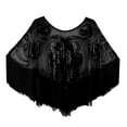 thumbnail image 2 of MSJUHEG Cape,Shawl Wraps,Warm Shawl Wraps,Shoulder Cape,Ponchos,Fashionable Mesh Sequined Tassel Gown Shawl Elegant Beaded Smock Cape Black One Size, 2 of 3