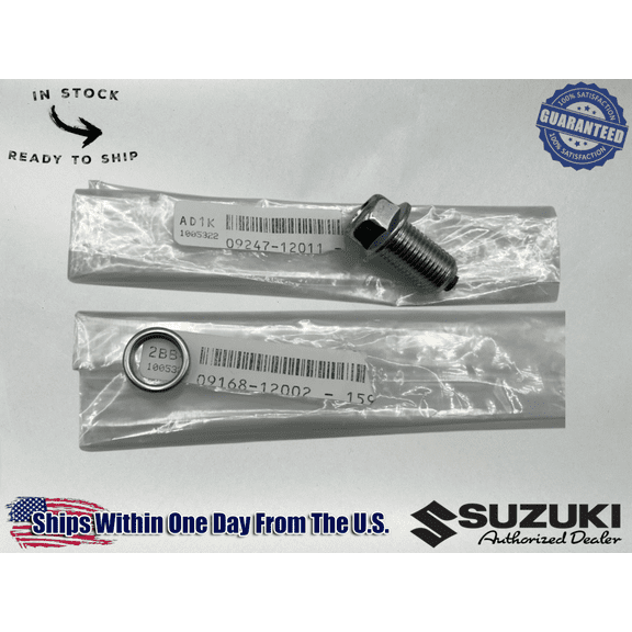 Suzuki Genuine OIL DRAIN PLUG & GASKET DR-Z400 DL650 09247-12011 & 09168-12002