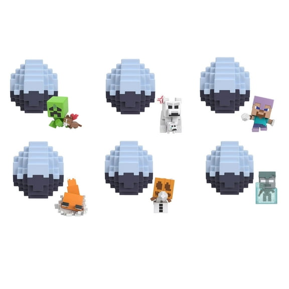 Minecraft Mini Mode Snow Spawn Eggs, Collectible Mini Figures 6-Pack Bundle