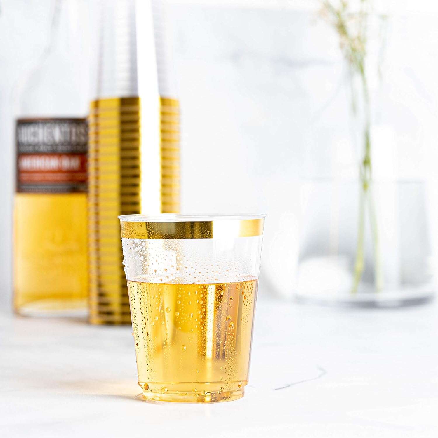 Plasticpro 10 oz Gold Rimmed Disposable Cups, 50-Pack photo 3