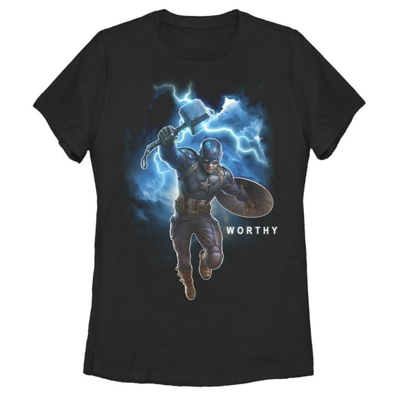 Women's Marvel Avengers Endgame America Worthy Action Pose Graphic Tee Black Medium