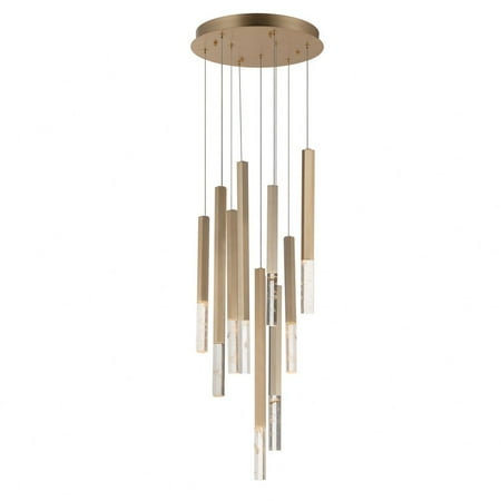 

ET2 Lighting E11029-95GLD Diaphane - 32.5 Inch 45W 9 LED Pendant Gold Black Finish with Rock Crystal Glass