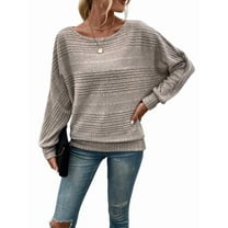 Women'S Soft Long Sleeve Blouses Crewneck Pullover Tops Business Casual Batwing Knitted Oversized Outfits 2025