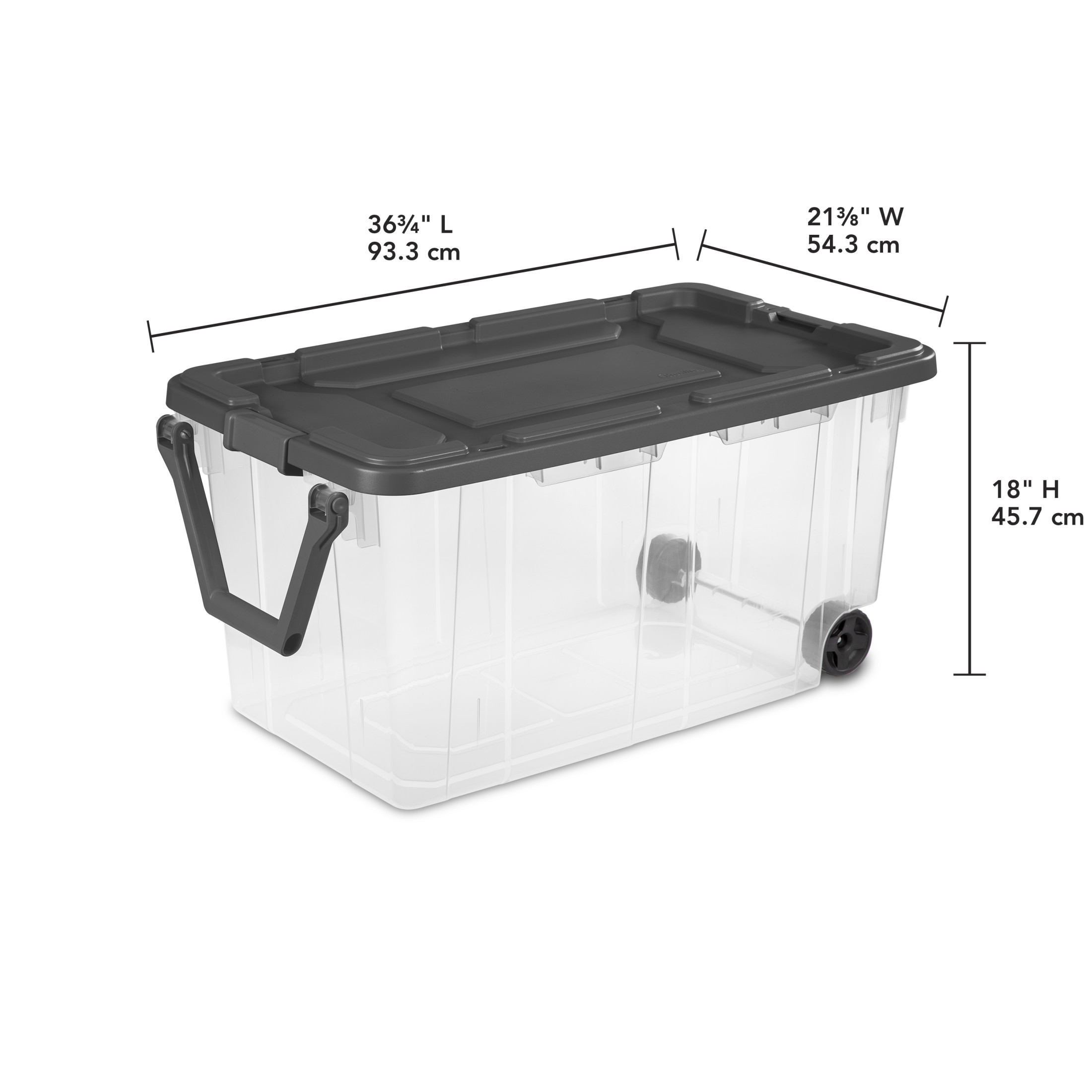 Sterilite 160 Qt Clear Wheeled Storage Bin, Gray photo 2