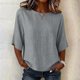 thumbnail image 1 of Neewe Women's Summer Casual Crewneck Half Sleeve T-Shirts Plain Loose Fit Cotton Linen Basic Tops Tees Blouses, 1 of 8