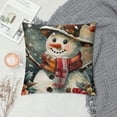 thumbnail image 2 of Orinice Snowman Hat Scarf Graphic Decorative Pillow Cover for Home Living Room Sofa, Christmas Winter Aesthetic Decor Cushion Case 1PC 18x18in, 2 of 5