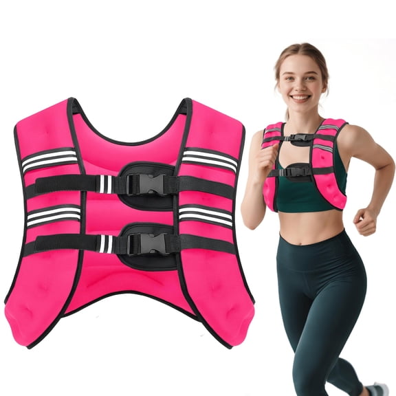 Chaleco con peso Ragebby de 12 lb, ajustable, reflectante, rosa