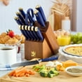 thumbnail image 3 of Sabatier 14 Piece Forged Triple Rivet Knife Block Set with Navy Handles and Brass Accents, 3 of 12