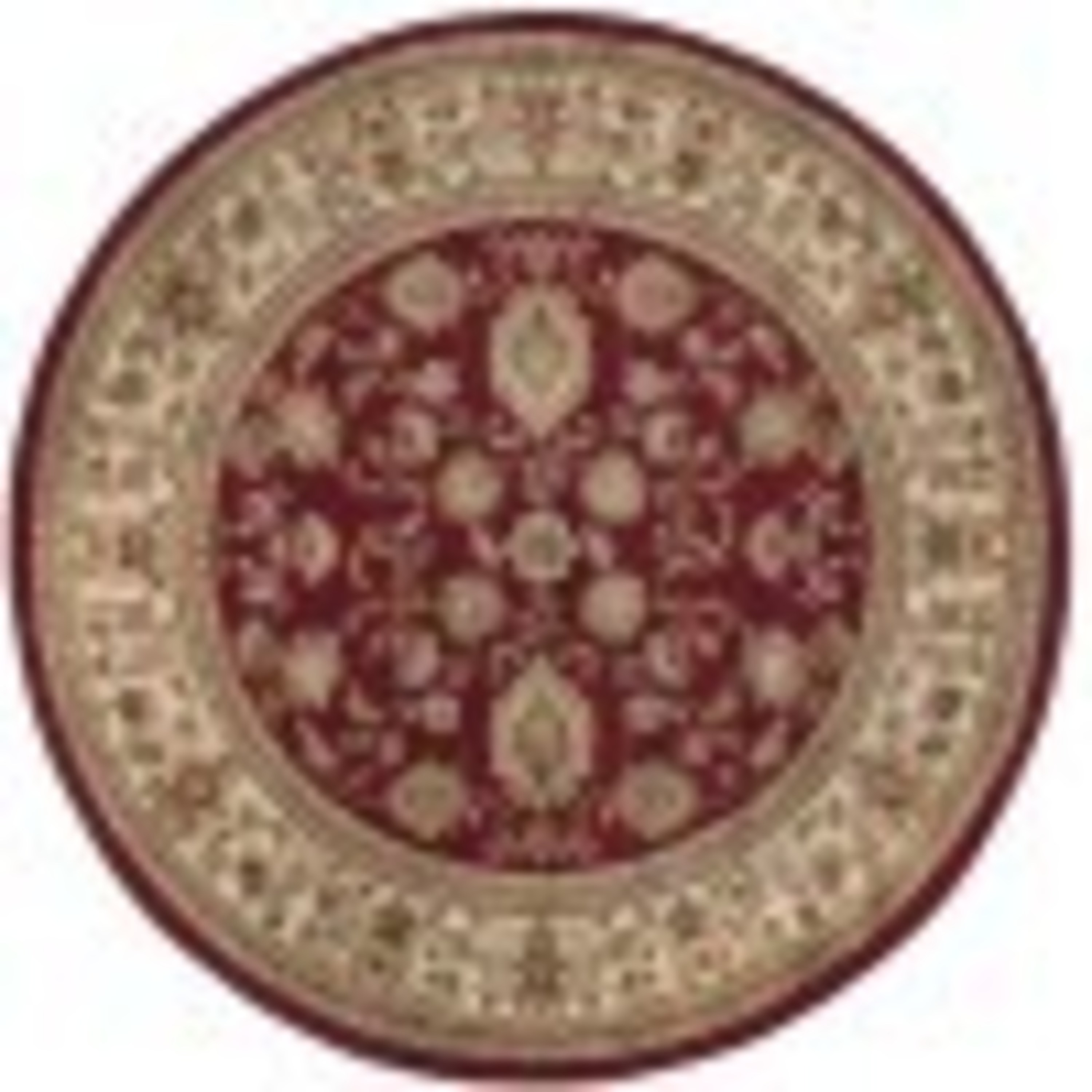 Sensation Transitional 8' Round Red and Beige Polypropylene Indoor Area Rug