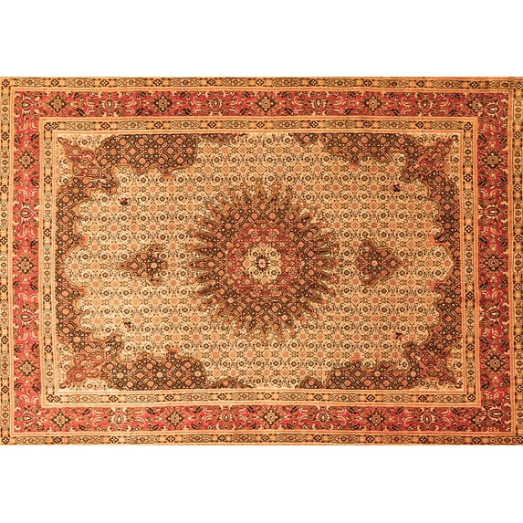 Ahgly Company Indoor Rectangle Medallion Orange Traditional Area Rugs, 2' x 5'