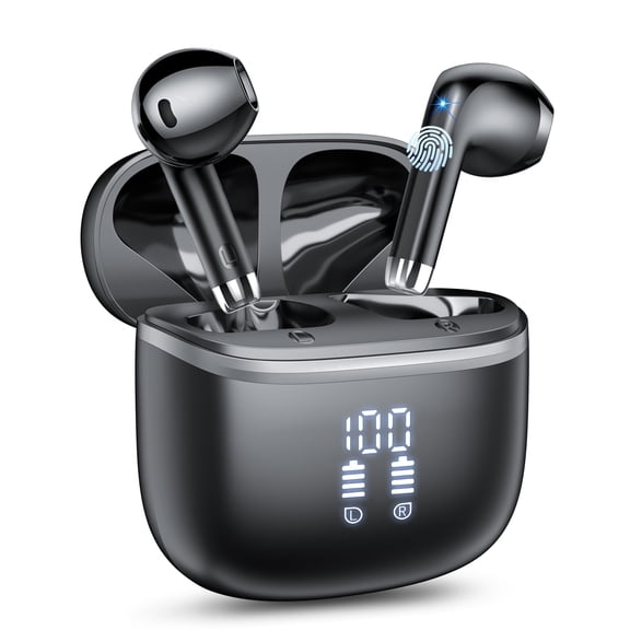 HOIFA AI Translation Earbuds Real Time Wireless Bluetooth, Noise Cancelling in Ear Buds Deep Bass Stereo with Mics, 50H Playtime IPX7 Waterproof Headphones for iphone Android, Black