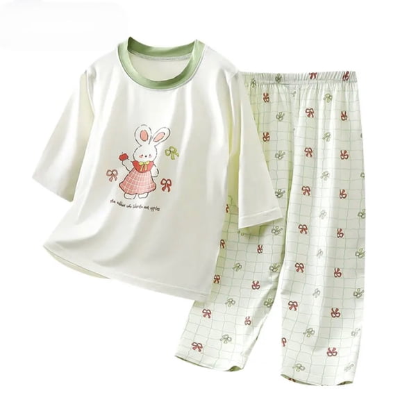 SONGGE Toddler Outfit Sets Boys Girls Graphic Baby Quarter Sleeve Two Piece Home Wear O-Neck T-Shirts Pants Cartoon Adorable Clothing Sets