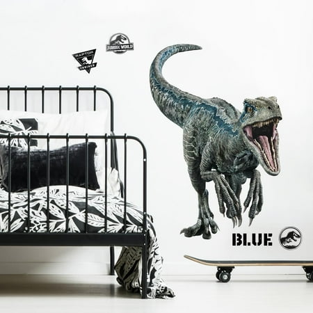 Two Murals (Jurassic World 2: Fallen Kingdom Blue Velociraptor Giant Wall Decal Mural Peel & Stick Wall)