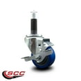 thumbnail image 2 of 3 Inch Blue Poly Swivel 1 Inch Expanding Stem Caster with Brake SCC, 2 of 2
