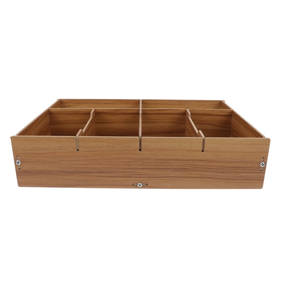 LEORX Multi Grid Change Organizing Box Wooden Light Brown Cash Storage Holder for Household and Mall