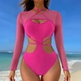 thumbnail image 2 of Womens Monokini Women's Solid Color Blouse Bikini Suit Strap Swimsuit Sexy Swimsuit Suit Monokini Red XL, 2 of 5
