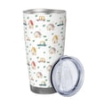 thumbnail image 2 of Fotbe Cartoon House Pattern 20 oz Tumbler Stainless Steel Vacuum Insulated Coffee Ice Cup Double Wall Travel Flask Leak-proof Coffee Cup-Straw Three-piece Set, 2 of 8
