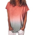 thumbnail image 2 of HZLXW Plus Size Fashion Lady O-neck Short Sleeve Gradient Color Casual Blouse T-shirt, 2 of 6