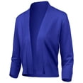 thumbnail image 1 of URBAN DAIZY Women's Classic 3/4 Sleeve Crop Bolero Cardigan Open Front Cropped Shrugs Knit Sweater A09_620 Royal Blue 1XL, 1 of 7