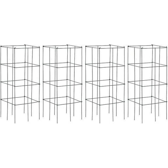 ZOPan 4 Pack Folding Tomato Cages, 39 Inches Tall Square Plant Support Cage for Garden Climbing Plants Flowers Fruits, Heavy Duty Tomato Vegetable Trellis