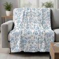 thumbnail image 2 of Light Blue Flower Blanket Soft Cozy Warm Throw Blanket for Couch, Plush Fuzzy Flannel Fleece Blankets for Sofa, Vintage Farmhouse Boho Leaf Spring Bed Blankets Lightweight Gifts for Women, 32"x48", 2 of 9