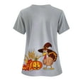 thumbnail image 3 of Xfvqtps Thanksgiving Scrub Tops for Women Soft V-Neck Scrubs Comfortable Nursing Uniforms Thanksgiving Turkey Print Short Sleeve Workwear Top Working Uniforms with Pockets Multicolor, 3 of 3