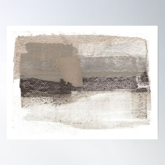 Taupe And Charcoal Grey Horizontal Modern Abstract Painting Poster Wall Art, Modern Wall Decor For Living Room Bedroom, 8x12 UNFRAMED